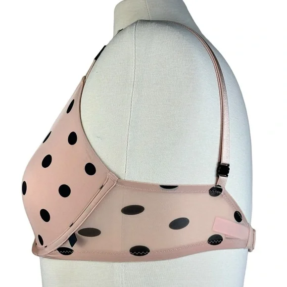 Victoria’s Secret Beige & Black Polka Dot Tee Shirt Bra Unlined Underwire 32DDD - Picture 11 of 11